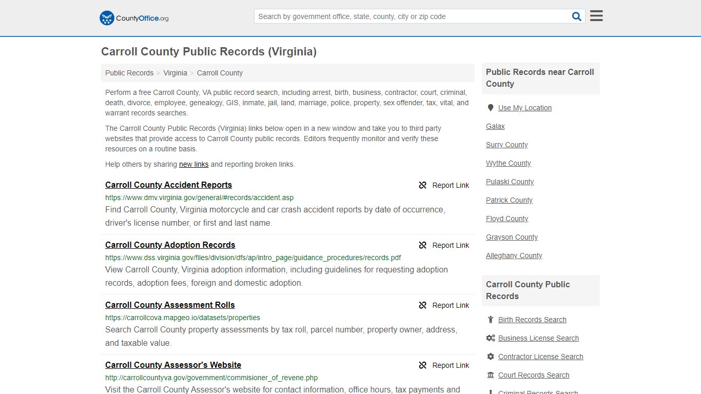 Public Records - Carroll County, VA (Business, Criminal ...
