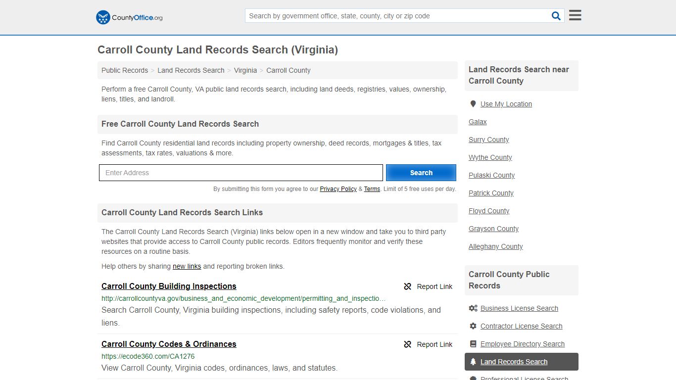 Land Records Search - Carroll County, VA (Deeds, GIS Maps ...